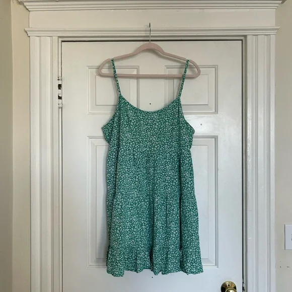 hollister green dress 100% Ramie Modern Chinese Dress – Green Tie-Dye Print with Loose Silh Green plum / S main image 1